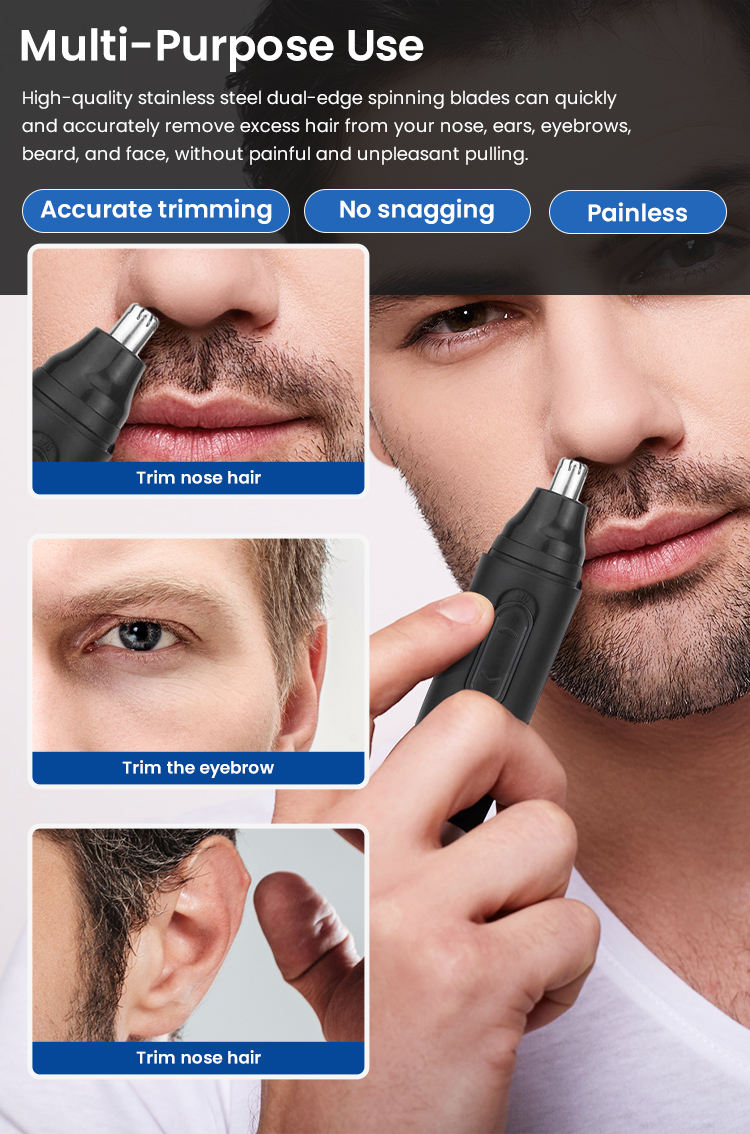 `Smart Electric Nasal Hair Trimmer – Multi-Purpose Use for Nose, Ear, and Eyebrow Grooming